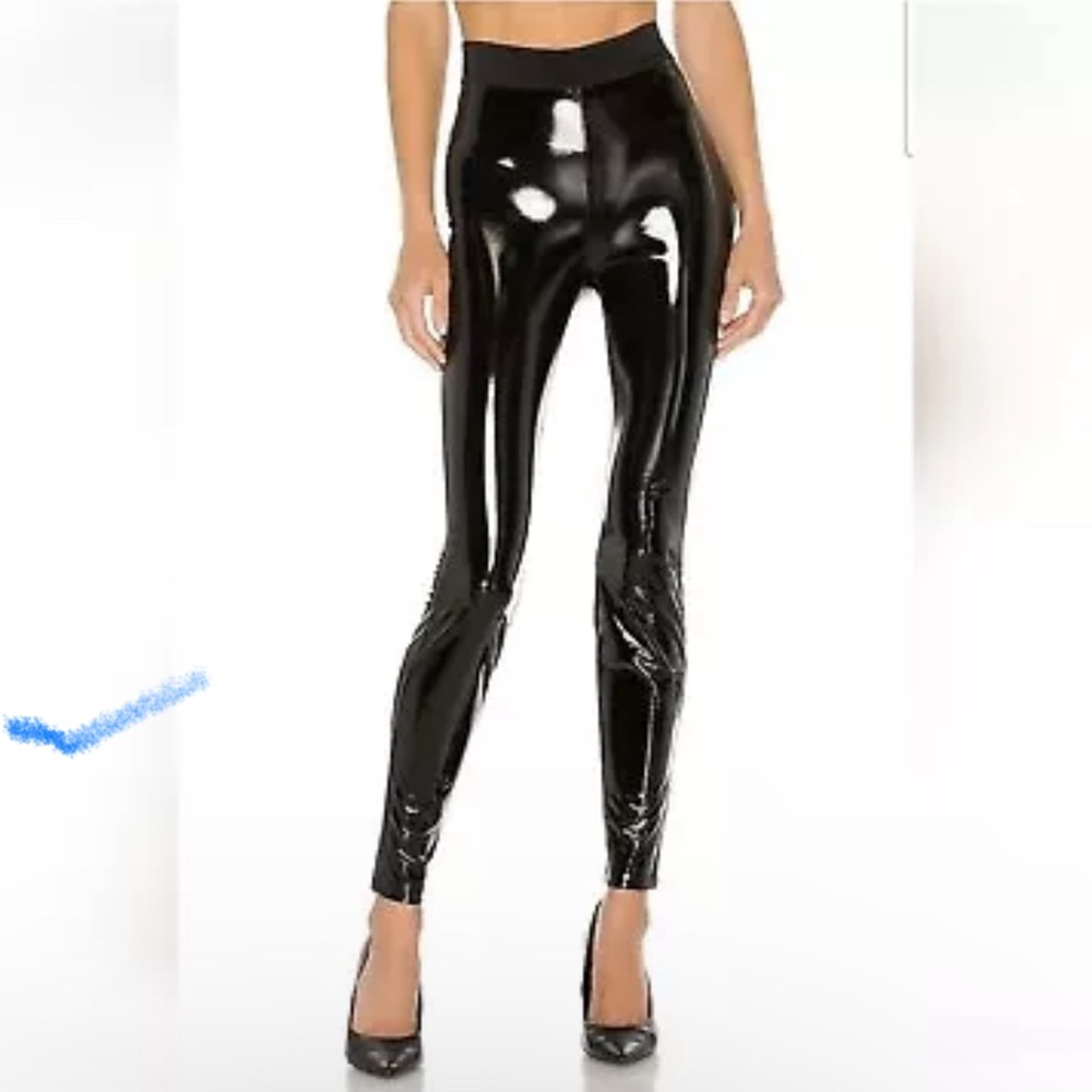 7 For All Mankind Liquid Leggings Black Faux Leather Shiny Skinny S Nwt